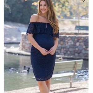 PinkBlush Maternity Navy Lace Large Dress